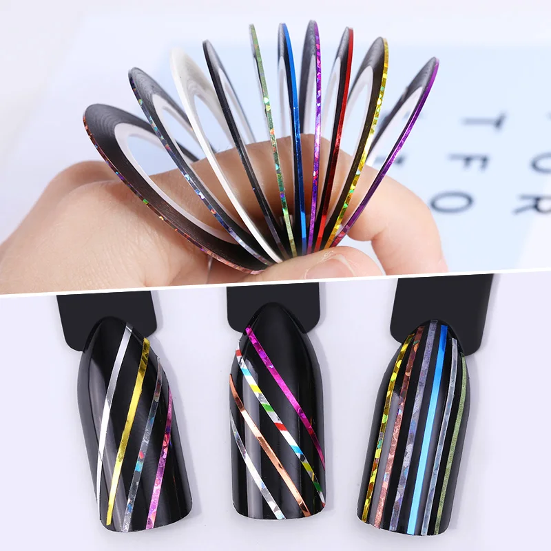 

10 Rolls Line Nail Striping Tapes Sticker 1mm Adhesive Multi Color DIY Manicure Nail Art Styling Tools