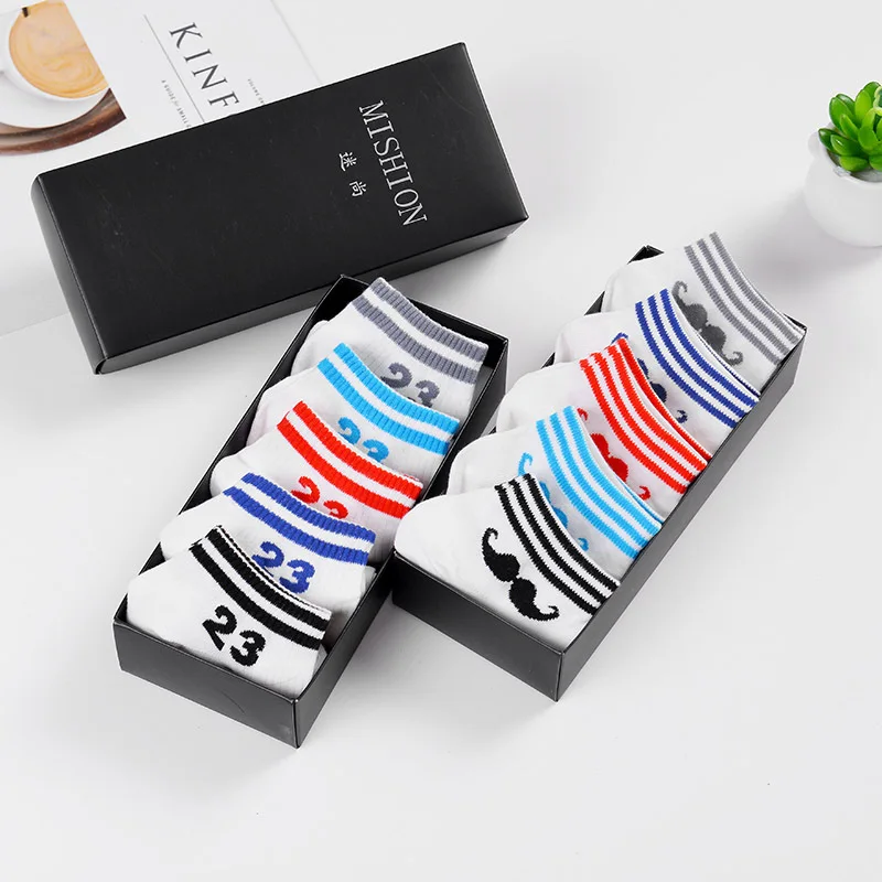 cartoon striped love student socks spring and summer thin stretch comfortable breathable ladies cotton socks