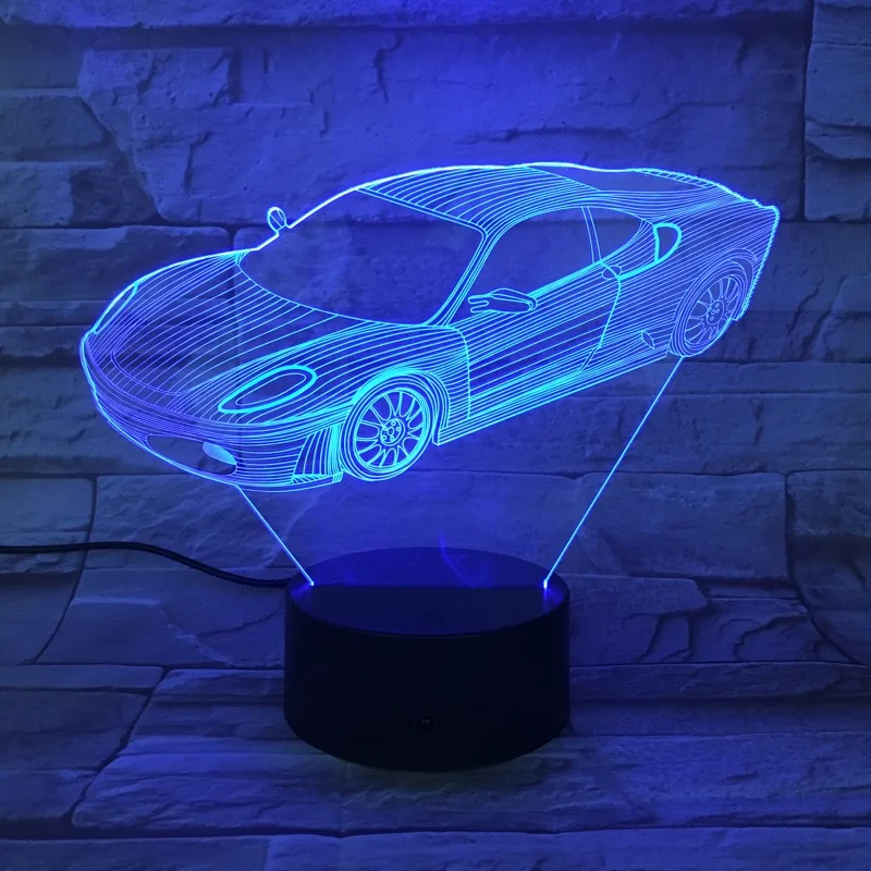 Ночник гоночный автомобиль 3D лампа подарки для автомобиля подарок на день рождения лимузин светодиодный фонарик прикроватный Декор