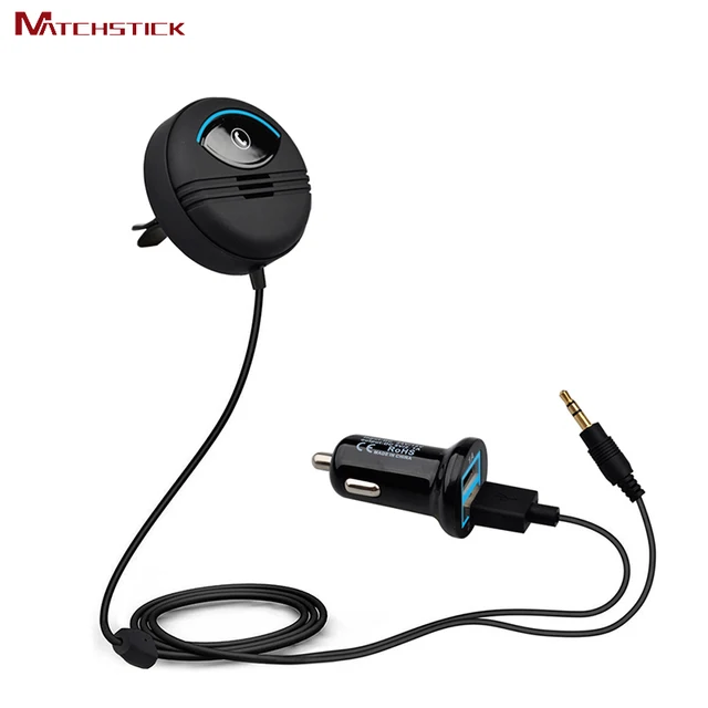 Matchstick Car Kit AUX Bluetooth 4.0 Hands Free kits Audio MP3 Player Noise Cancelling 5V 2.1A