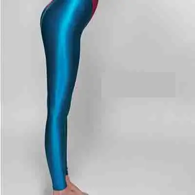 NEST женские сексуальные колготки атласный материал дизайн девять штанов дизайн сексуальный цельный жилет Красочные Брюки спа комбинезоны LEOHEX - Цвет: Peacock blue