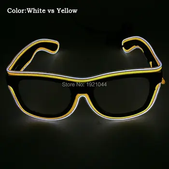 

Double Color White vs Yellow EL Wire Glowing Glasses Hot Sales Glowing Product Halloween Party Decoration