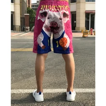 Весна и лето Новая мода свободные спортивные мужские Красивые свинья голова печати Tide бренд пять точек хлопок повседневные шорты