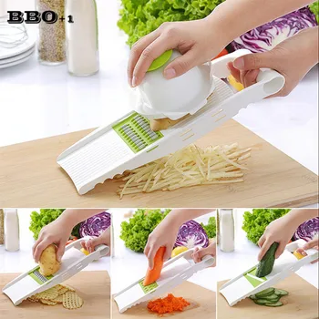 

Multifunction Vegetable Cutter with 5 Interchangeable Stainless Steel Blades Vegetables Grater Peeler Slicer Box Kitchen Tools