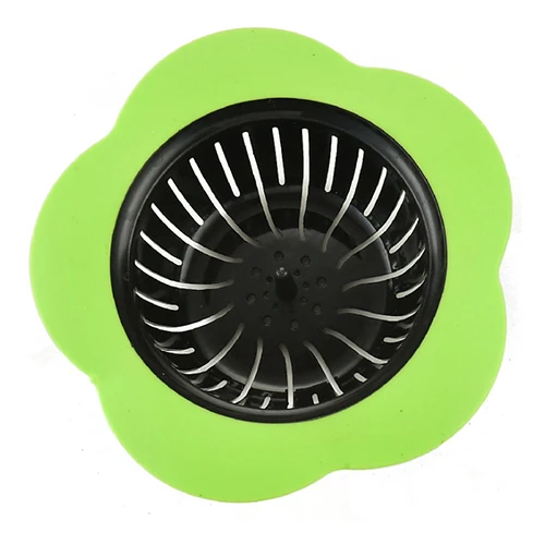В форме цветка из силикона Слив для кухонной раковины Душ раковина Крышка для дренажа решетка для раковины сточная труба волосы фильтры кухонные принадлежности - Цвет: Зеленый