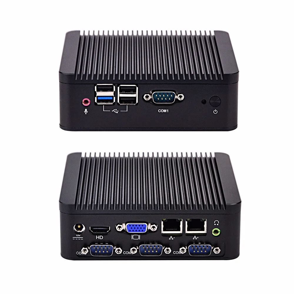 Qotom Мини ПК с Baytrail J1800 J1900 4 COM dual lan безвентиляторный X86 низкая мощность Linux WIN10 киоск IPC