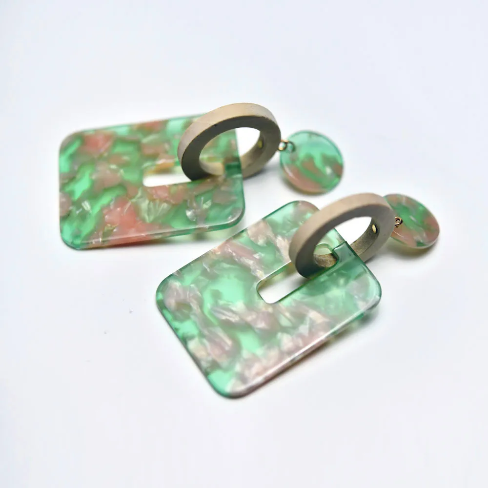 

big beautiful cool cute earrings ladies custom jewelry women's fashion earrings girls green acrylic geometric women earrings