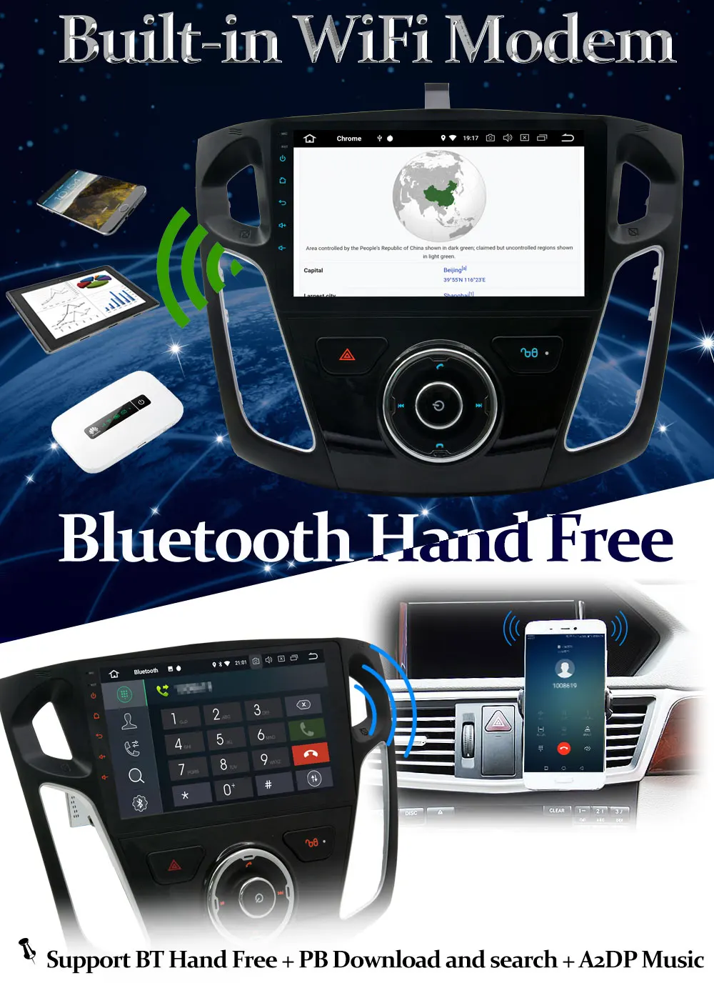 Sale 9 inch 1024*600 4GB RAM Octa Core Android 8.0 Car DVD Multimedia For Ford Focus 3 2012-2015 Car Radio Bluetooth GPS Navigation 15