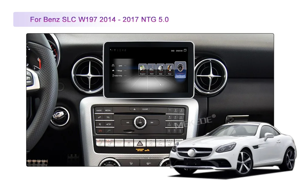 Cheap Android 7.1 4G LTE 4-Core RAM 3G+32G Car Radio GPS Navigation WiFi Bluetooth Head Unit Screen for Mercedes Benz SLC W197 14-2017 5