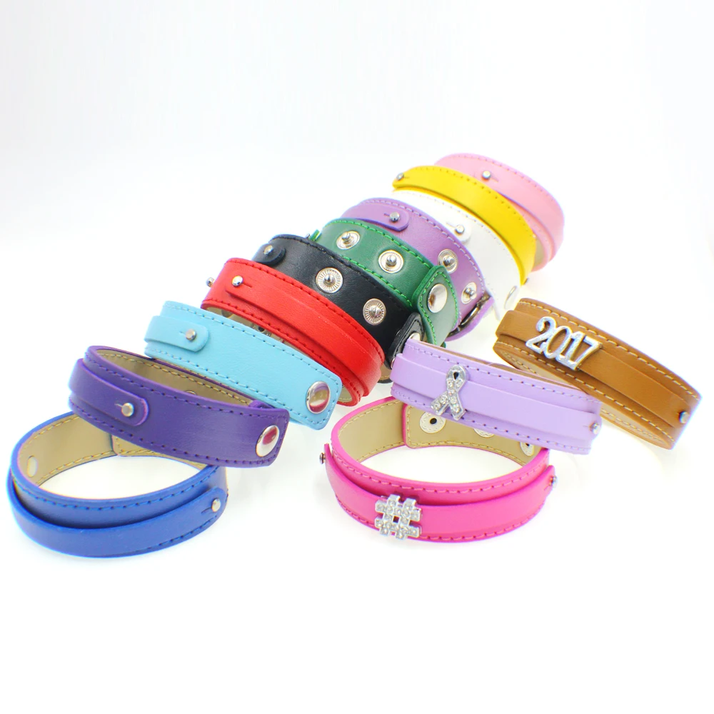 

10pcs PU Leather 18*210+8mm wristband Copy Leather have a small belt on fit 8mm slide charm letters DIY Accessory bracelet WB035