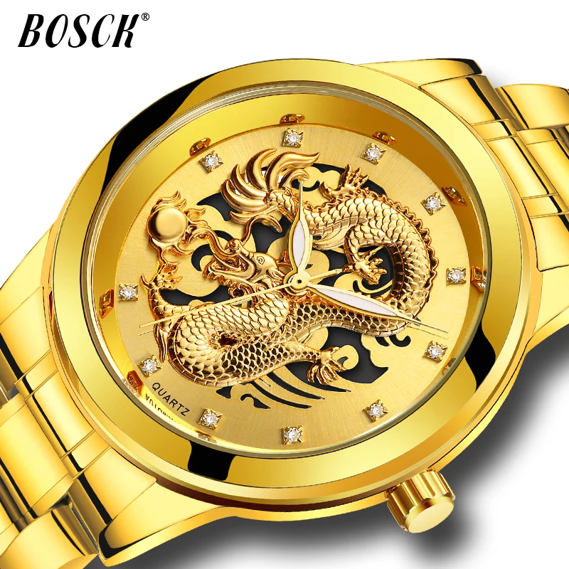 

Creative Dragon Luxury Fashion Steel Strap Watch Men Quartz-watch Casual Male Sports Business Wristwatch Clock Relogio Masculino