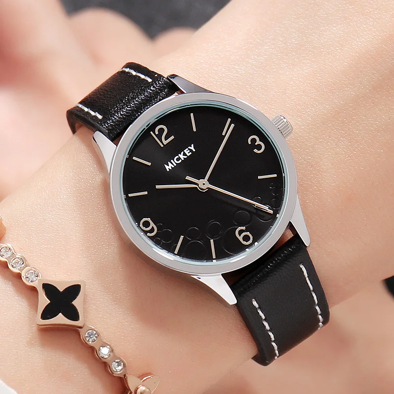 

women's watch Disney brand Mickey mouse womens wristwatches quartz genuine leather woman clocks waterproof womens watch