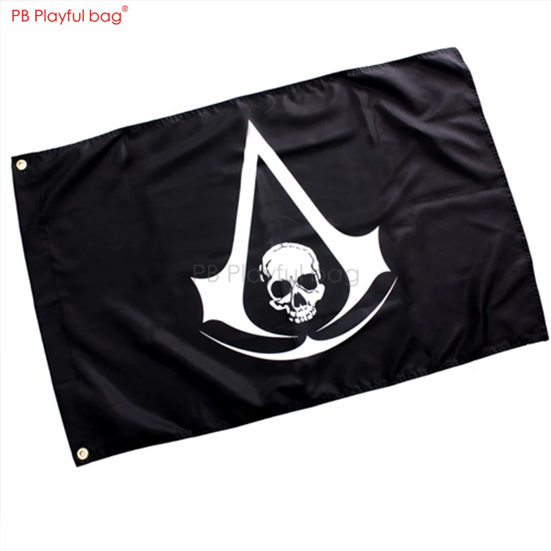 

96X64CM Assassin Black Flag&Skull Brooch Novelty Cosplay Prop Game Peripherals Game Collections HC25