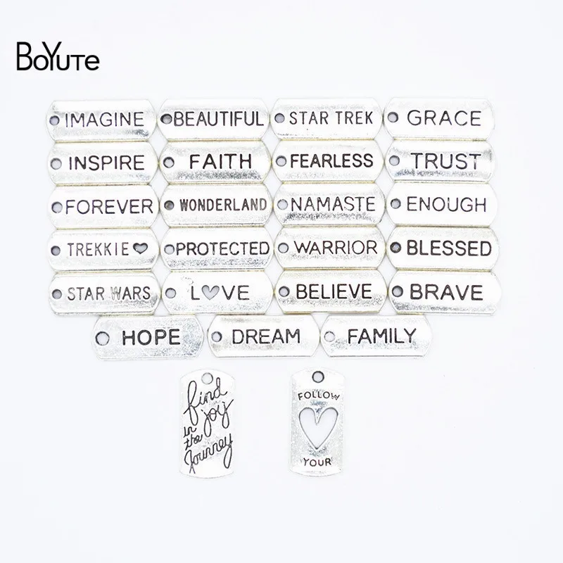 

BoYuTe Factory Direct Wholesale Mix 25 Styles Tibetan Silver Word Carved Pendant Charms for Jewelry Making
