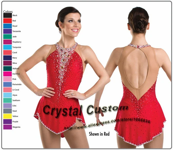 Red Custom Figure Skating Dresses With Spandex New Brand Vogue Figure