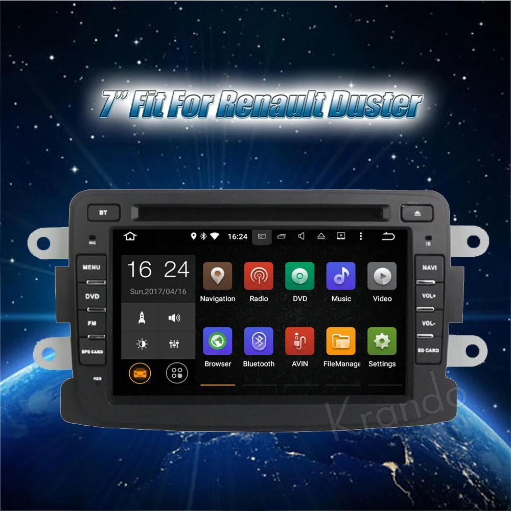 Flash Deal Krando 7" Android 8.0 car navigation multimedia system for RENAULT DUSTER audio radio gps dvd player WIFI 3G DAB+ 1