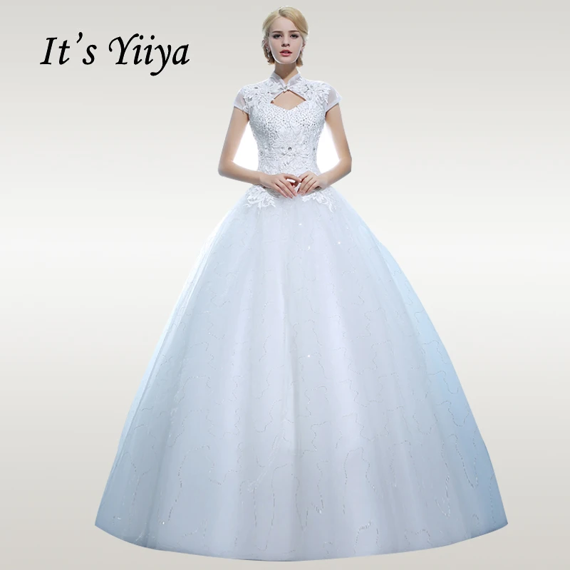 Это свадебное платье YiiYa размера плюс Элегантное белое свадебное платье без рукавов с кристаллами Vestido de novia XXN131