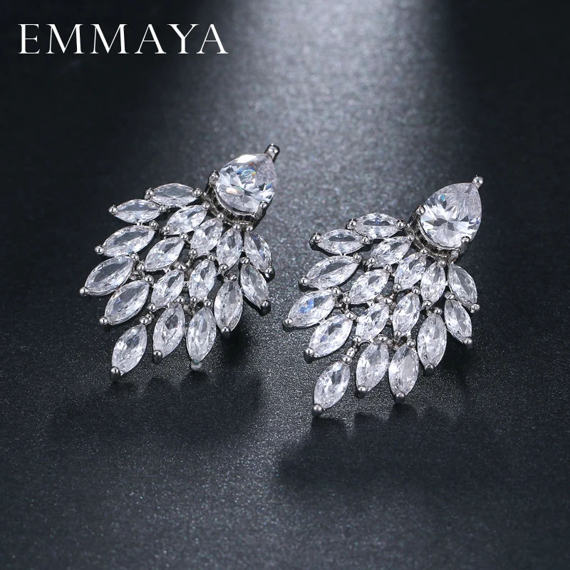 Женские серьги гвоздики серебристого цвета с фианитами|crystal stud earrings|fashion earringsstud