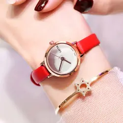 Лидер продаж, красные часы, женские браслеты, минималистичные маленькие кожаные женские наручные часы, роскошное платье, женские кварцевые
