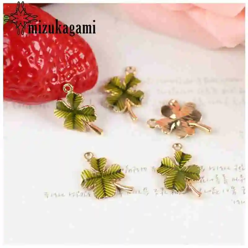 

Simulating Clover with Oil Dropping Alloy Small Hangers 10pcs/lot For DIY Fashion Jewelry Making Finding Accessories