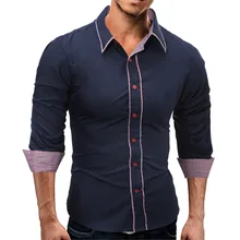 Новые мужские контрастные цвета окантовки тонкий футболка с длинными рукавами Корейская версия мужская рубашка