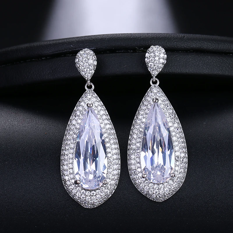

EMMAYA Newest Crystal Waterdrop Earrings Fantastic Bridal White Pink Colors CZ Zirconia For Women Luxury Wedding Girls Jewelry
