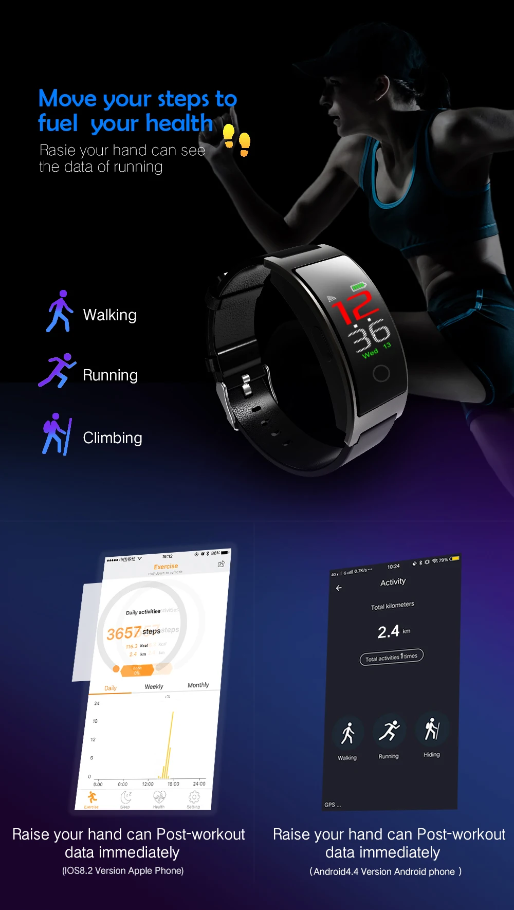 Женские Смарт-часы из натуральной кожи для фитнеса, мужские часы с монитором сердечного ритма, Bluetooth, шагомером, сенсорными интеллектуальными спортивными часами для бега