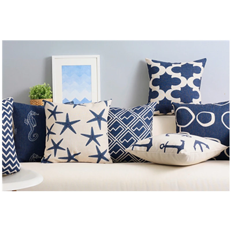 Modern Navy Blue Seat Cushions Kitchen Chairs Decorative Living Room Pillow For Sofa Coussin Emoji Cojines Decorativos Para Sof