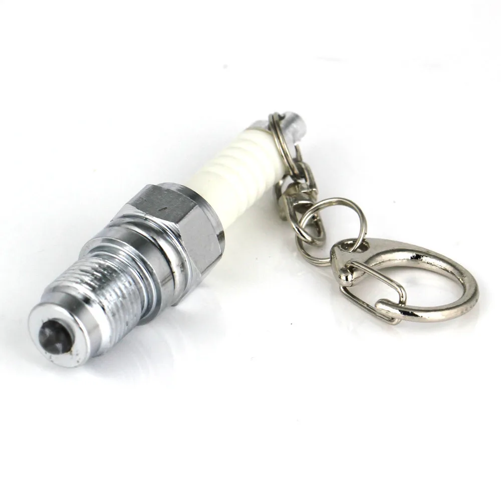 

Creative Hot Sale LED Light Spark Plug Keychain Auto Parts Key Chain Ring Key Fob Keyring 86033