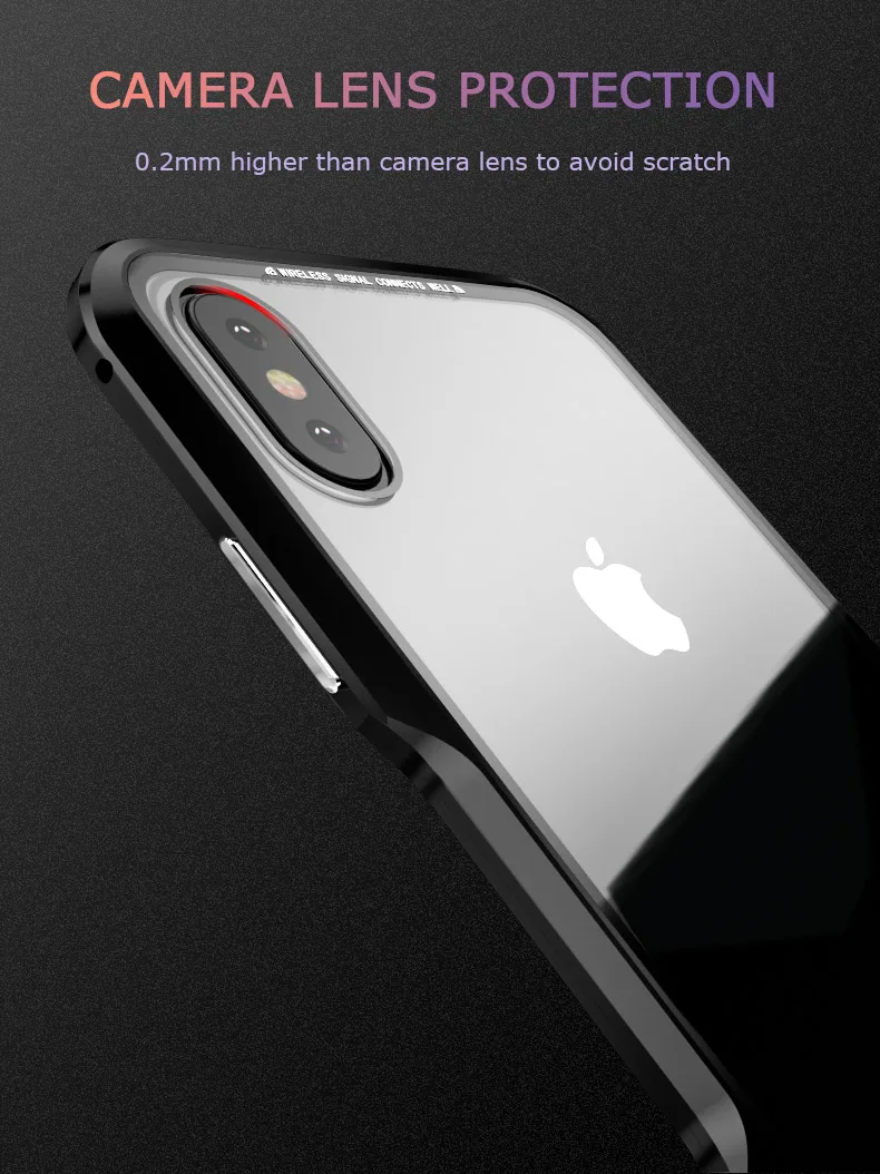 For iPhone X Magnetic Adsorption Cases Shockproof Metal Bumper (4)