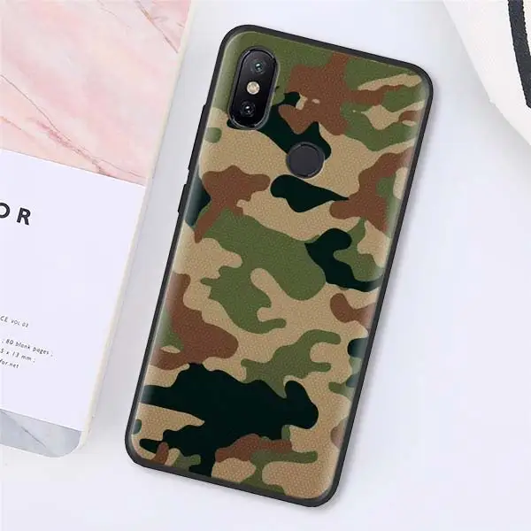 Камуфляжный военный армейский силиконовый чехол для Xiaomi Redmi 7 6 5 Note 7 5 6 Pro 4X 5A 6A S2 GO Poco F1 черный мягкий чехол - Цвет: 004