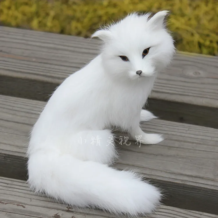 cute standing simulation fox toy lovely fox white fox doll gift about 35x22cm 