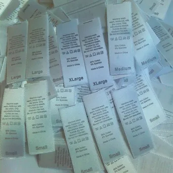 

Custom White woven tags garment washing instructions Jacket care label 25 mm * 75 mm