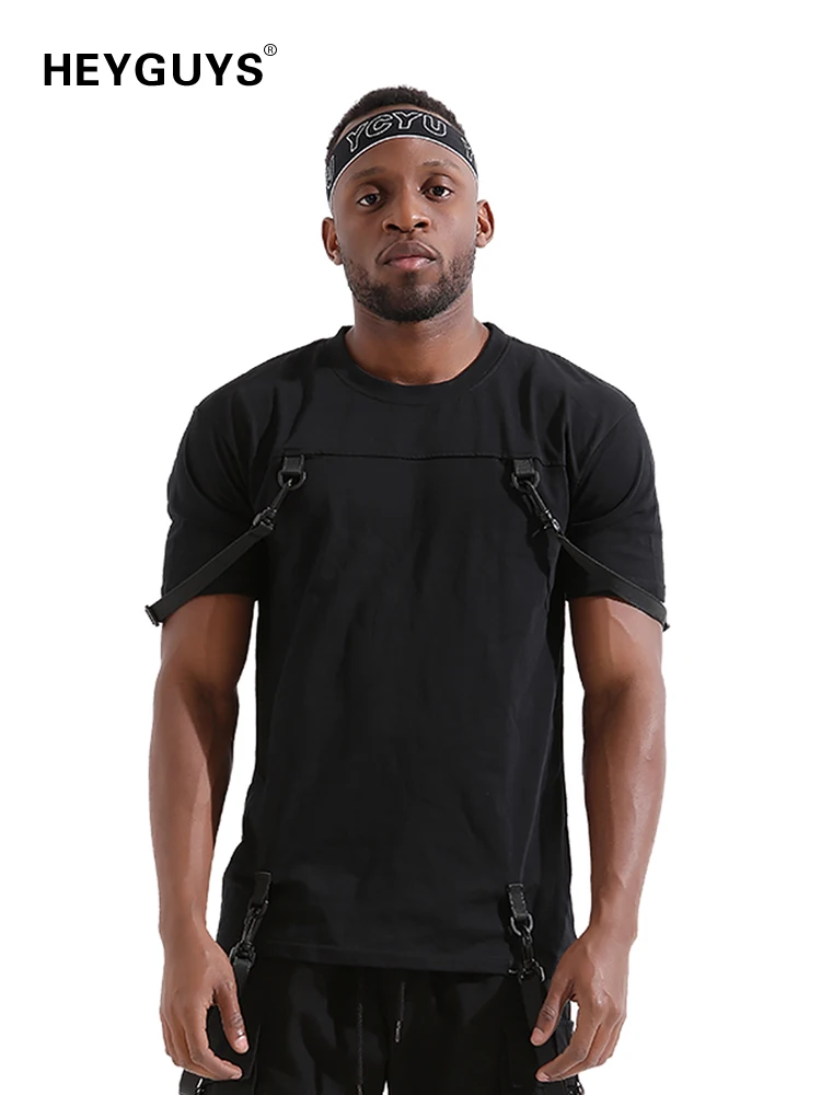 

HEYGUYS 2018 over size belt t-shirts fashion hip hop short sleeve brand cute t shirts men vintage designer cotton high quality