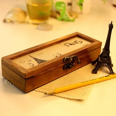 

Retro fashion Paris style, multi-function stationery box, admission box 19.3*7*3.7cm