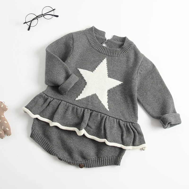 Sodawn/ г. осенне-зимние модели, детский вязаный комбинезон, костюм одежда для малышей Модная детская одежда с длинными рукавами и изображением звезд