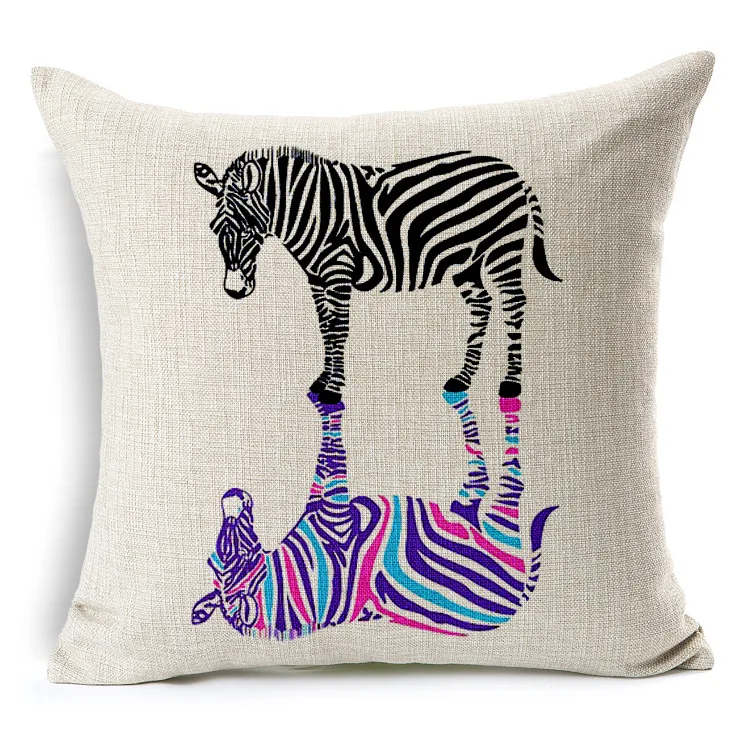 zebra pillow cover, European court style animal cartoon zebra throw