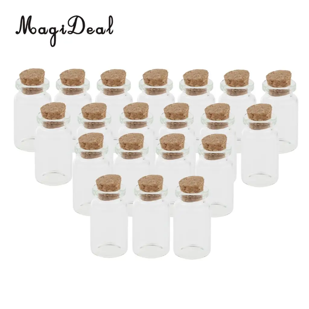 Pack of 20 10ml Mini Glass Cork Jars Essential Oil Sample DIY Wedding Decoration Lucky Wishing Bottle