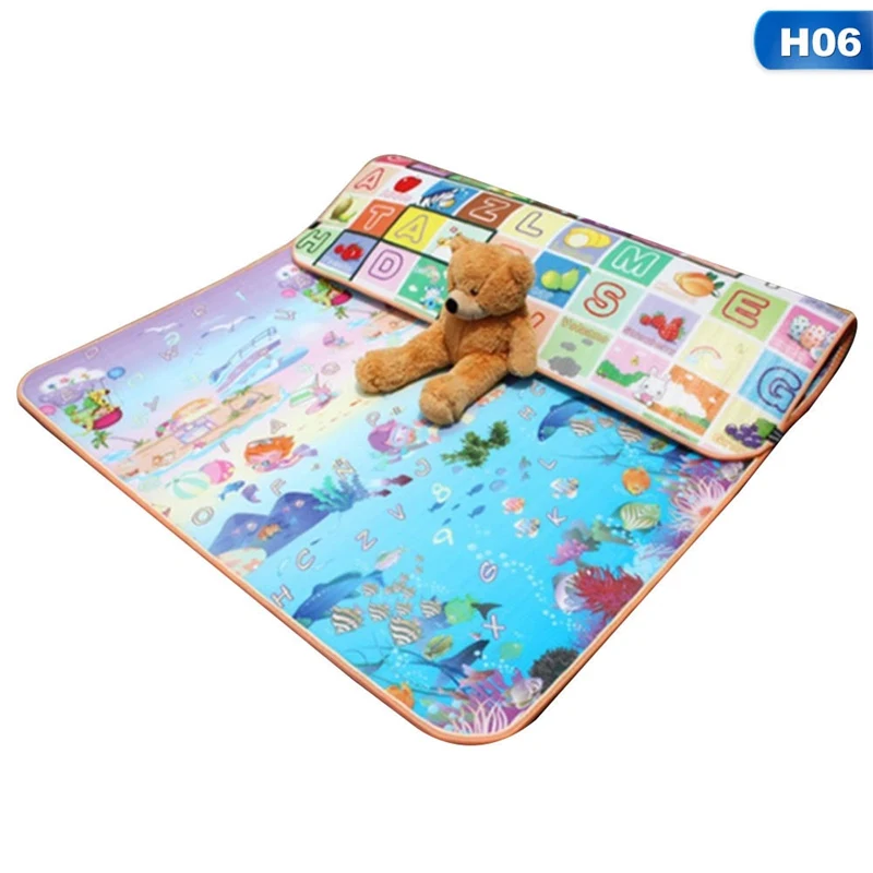 Детский игровой коврик 120*180*0,5 см, детский коврик для ползания с двойной поверхностью, Детский развивающий коврик с изображением животных и динозавров для детей, семейный игровой коврик