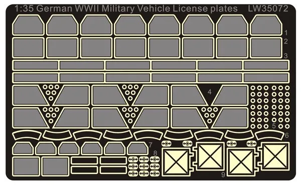 1/35 WWII немецкий военный номерной знак автомобиля набор (травления частей +