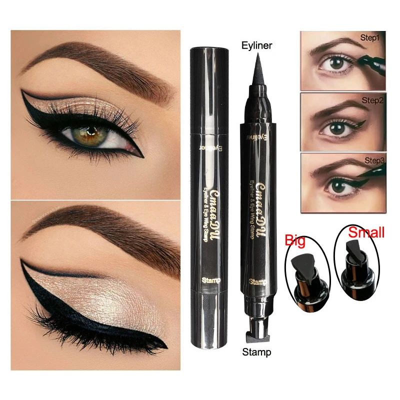 

Cmaadu New Brand Liquid Eye Liner Pencil Make Up eye Pencil Waterproof Black Double-ended Makeup eyeshadow Stamp Eyeliner Pencil