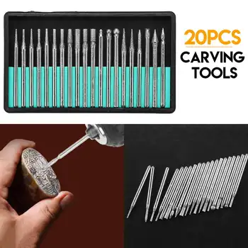 

20Pcs/Set Diamond Cutting Head Grinding Head Engraving Needle Grinding Polish Machine Parts Dremel Rotary Carving Polishing
