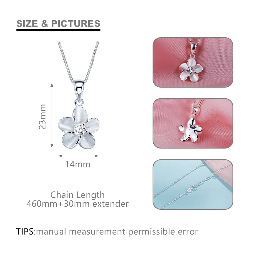 Sa silverage стерлингового серебра 925 Цветочный подвеска подвески кулоны подвеска Подвески для Для женщин с AAA кубического циркония Ошейник Колье Femme 4.11 г/23 мм* 14 мм