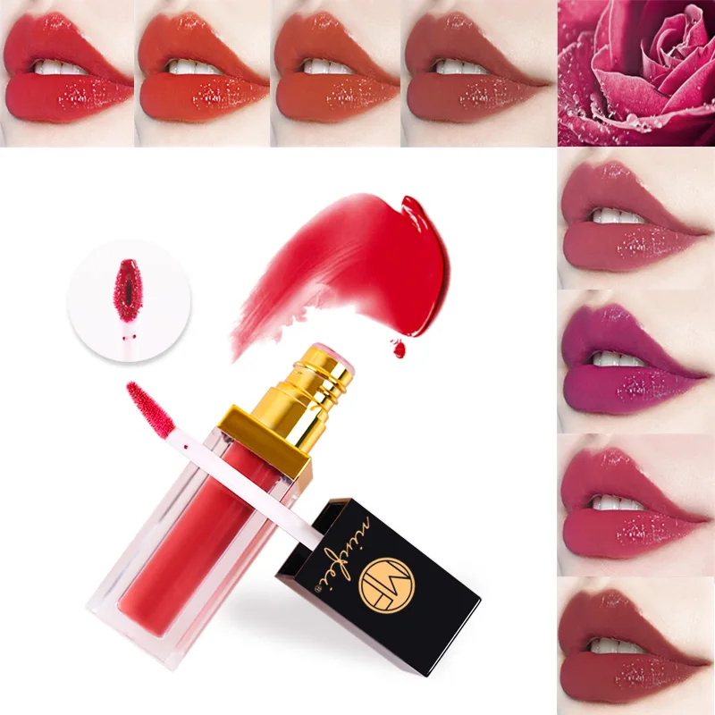 

MINFEI 8 Colors 5ml Lip Gloss Ice Cream Velvet Matte Lasting Pigment Moisturizing Makeup Lipstick Lip Glaze Non-stick cup TSLM2