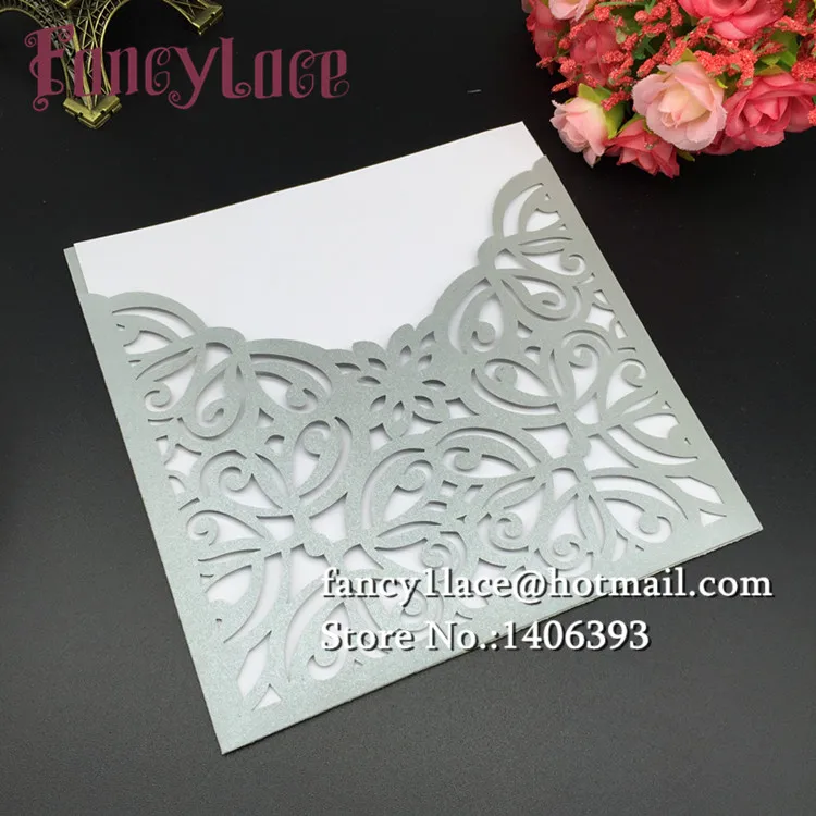 

30pcs/lot Paper Customized Invitations Greeting Card Wedding Party Decoration laser cut diy lace Flower Wedding Invitation cards