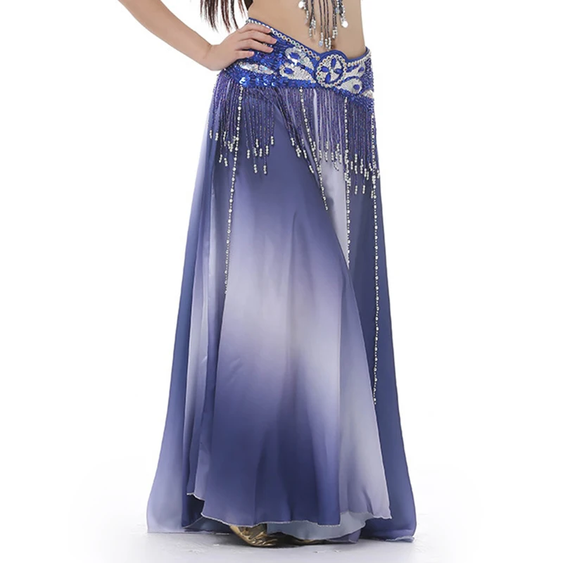 

2019 Dancewear Color Gradient Belly Dancing Clothes Long Skirts Full Circle Professional Belly Dance Chiffon Skirt 300 Degrees