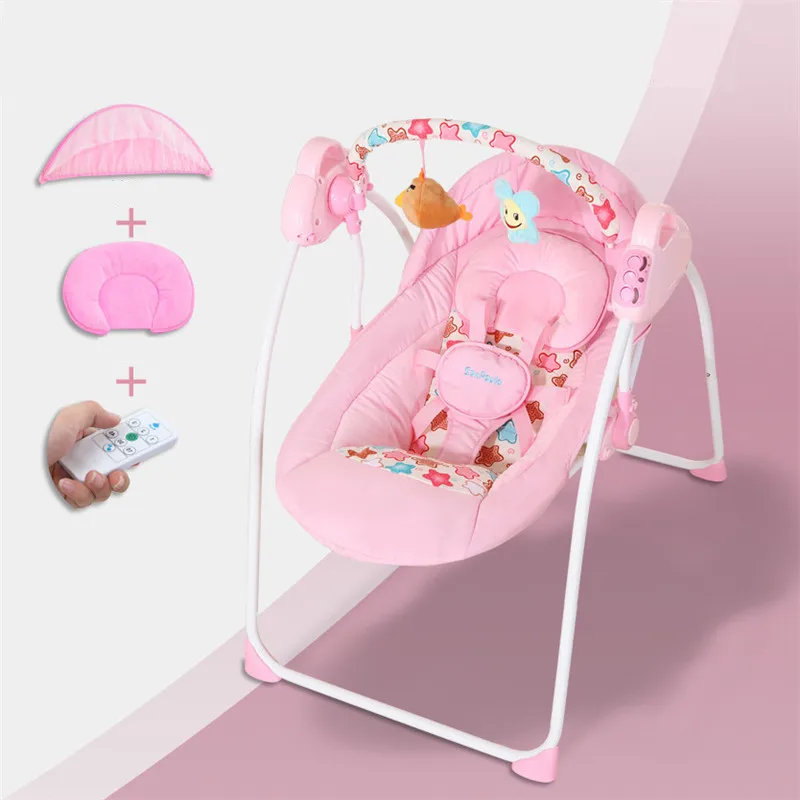 Cunas Para Bebes многофункциональная интеллектуальная электрическая портативная детская кроватка музыка Bluetooth детская кроватка-колыбель кресло-качалка - Цвет: Upgraded pink