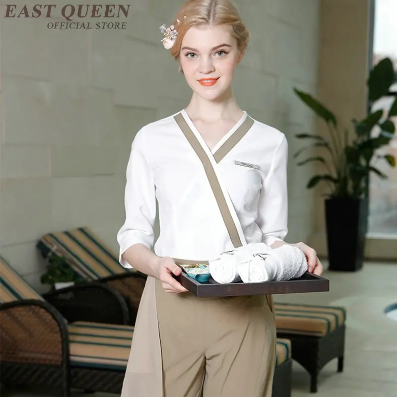

Women Spa thai massage beautician uniform beauty salon waitress beautiful uniforms female nurse pant suits clothing DD1393