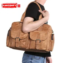 Ретро Повседневная мужская сумка из натуральной кожи кожный слой головы Мужская модная дамская сумка коричневая сумка