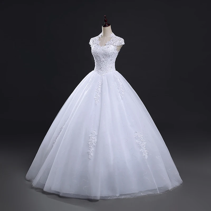 Fansmile/кружевное свадебное платье принцессы с коротким рукавом размера плюс, винтажные Бальные платья, Robe de Mariage Vestido de Novia FSM-059F